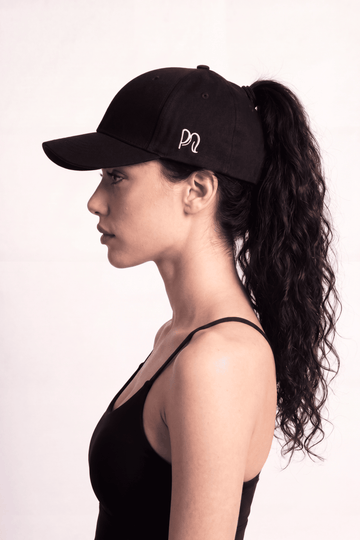 Midnight Black Ponyte Cap